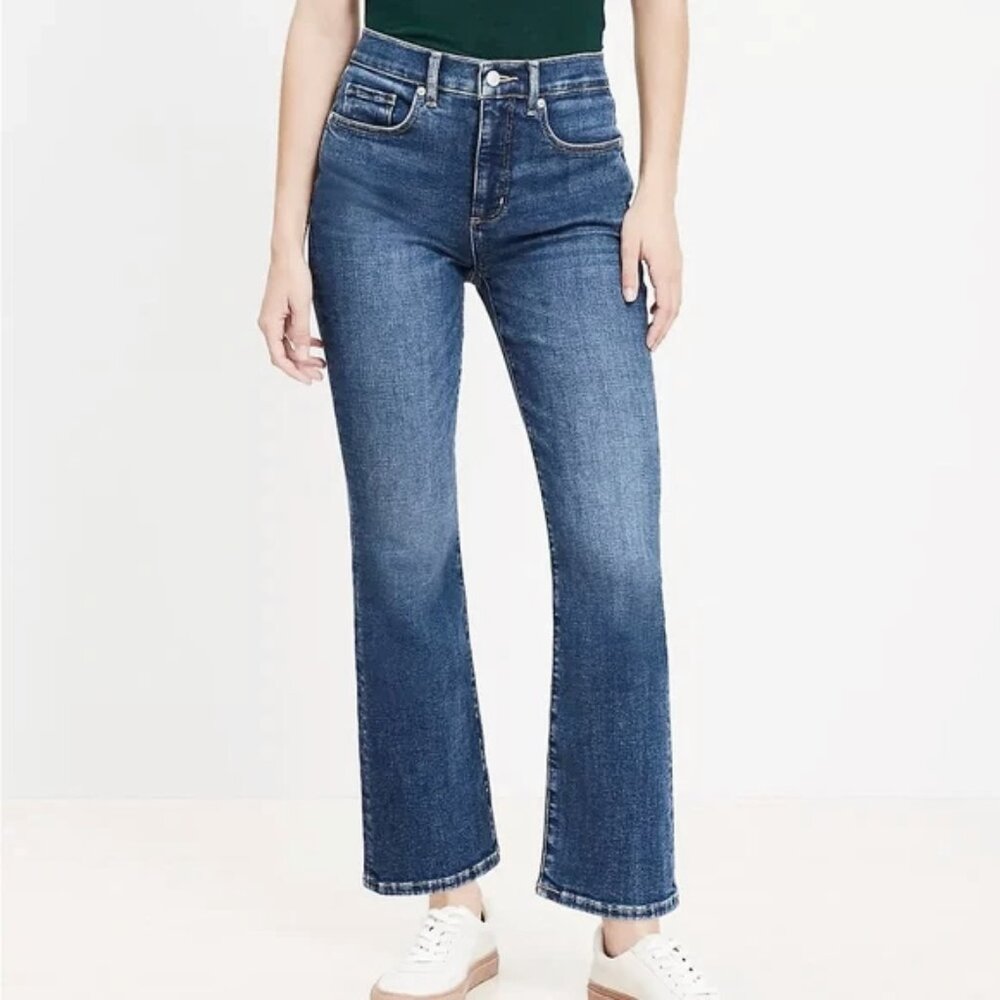 LOFT Medium Blue Cropped Flare Jeans